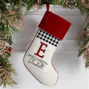 Festive Foliage Personalized Burgundy Christmas Stocking - 27877-B