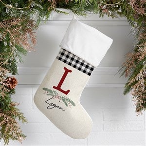 Festive Foliage Personalized Ivory Christmas Stocking - 27877-I