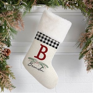 Festive Foliage Personalized Ivory Faux Fur Christmas Stockings - 27877-IF