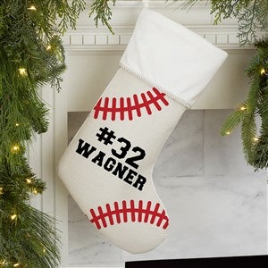 Baseball Personalized Ivory Christmas Stocking - 27886-I