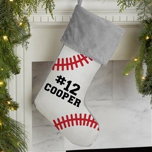 Baseball Personalized Grey Christmas Stockings - 27886-GR