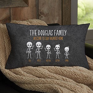 Skeleton Family Personalized Halloween Lumbar Throw Pillow - 27913-LB