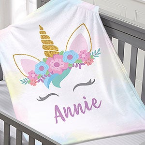 Unicorn Personalized 30x40 Baby Plush Fleece Blanket - 27916-B