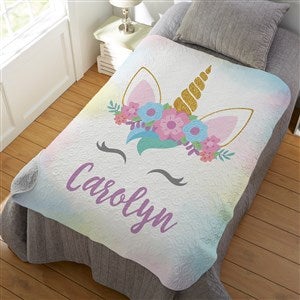 Unicorn Personalized 50x60 Quilted Blanket - 27916-Q