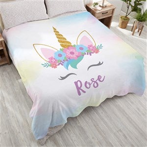 Unicorn Personalized 90x90 Plush Queen Fleece Blanket - 27916-QU