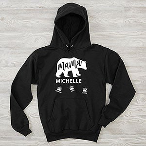 Mama Bear Personalized Hanes Black Hooded Sweatshirt - 27926-BHS