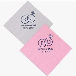 Wedding Rings Personalized Cocktail Napkin - 27979D