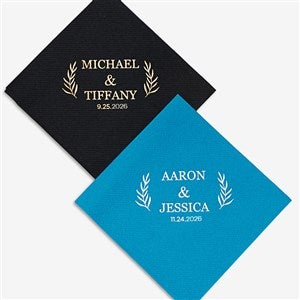 Wedding Laurel Personalized Wedding Elegance Cocktail Napkins - 27983D