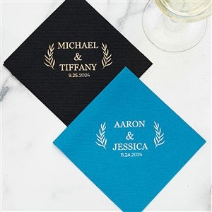 Wedding Laurel Personalized Wedding Elegance Cocktail Napkins - 27983D