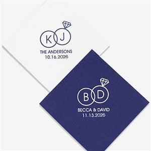 Wedding Rings Personalized Elegance Cocktail Napkin - 27985D