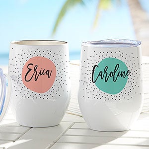 Modern Polka Dot Personalized Stainless Insulated Wine Cup