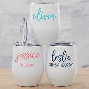 Personalized Floral Monogram Wine Tumbler – Squishy Cheeks