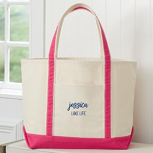 Scripty Style Weekender Embroidered Tote - Pink - 28034-P