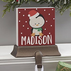Holly Jolly Penguin Personalized Christmas Stocking Holder - 28051-P