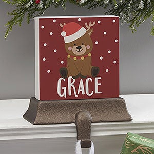 Holly Jolly Reindeer Personalized Christmas Stocking Holder - 28051-R