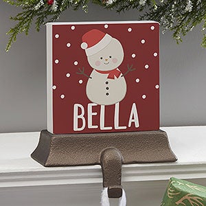 Holly Jolly Snowman Personalized Christmas Stocking Holder - 28051-SM