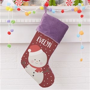 Holly Jolly Snowman Personalized Purple Christmas Stocking - 28053-P