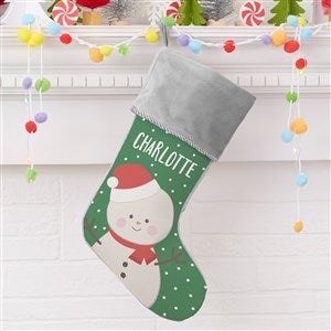 Holly Jolly Snowman Personalized Grey Christmas Stocking - 28053-GR
