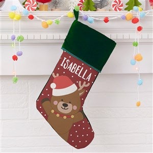 Holly Jolly Reindeer Personalized Green Christmas Stockings - 28056-G