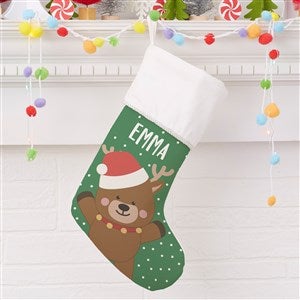 Holly Jolly Reindeer Personalized Ivory Christmas Stockings - 28056-I