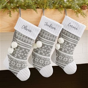 Knit Snowflake Personalized Christmas Stockings - Ivory - 28064-G