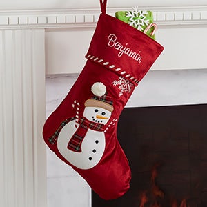 Monogram Canvas Santa Snowman Xmas Stocking Personalized Christmas Gifts Personalized Christmas Stockings 18” Felt Embroidery Gingerbread Man Christmas Stocking 