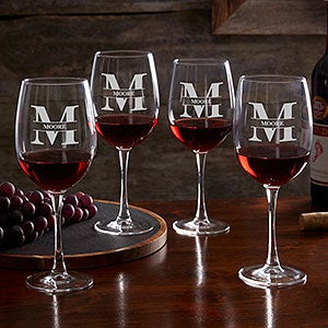 Lavish Last Name Engraved 19oz Red Wine Glass - 28110-RN