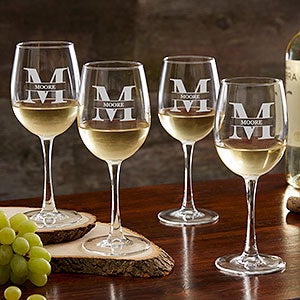 Lavish Last Name Engraved 12oz White Wine Glass - 28110-WN