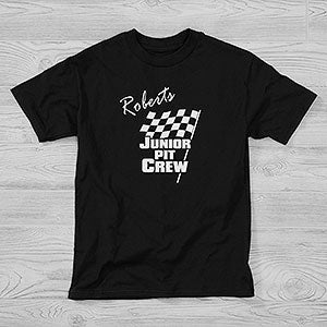 Personalized Car Racing T-Shirt - Pit Crew Checkered Flag