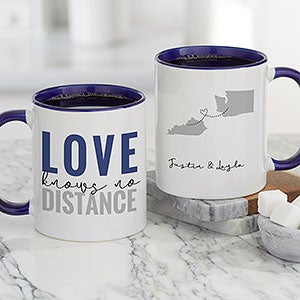 Love Knows No Distance Personalized Coffee Mug 11 oz Blue - 28157-BL