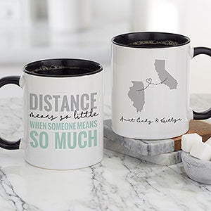 Love Knows No Distance Personalized Coffee Mug 11 oz Black - 28157-B