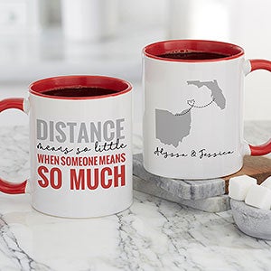 Love Knows No Distance Personalized Coffee Mug 11 oz Red - 28157-R