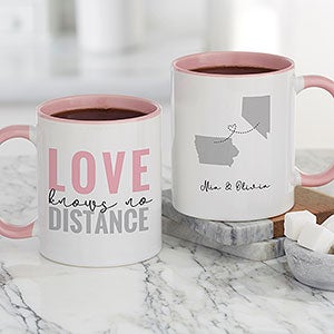 Love Knows No Distance Personalized Coffee Mug 11 oz Pink - 28157-P