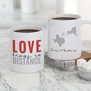 Love Knows No Distance Personalized Coffee Mug 11 oz.- White - 28157-S