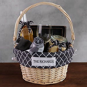 Choose Your Pattern Personalized Natural Gift Basket with Folding Handle - 28161