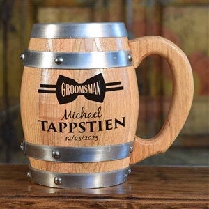 Groomsman Bowtie Personalized 16 oz. Oak Barrel Mug - 28168D