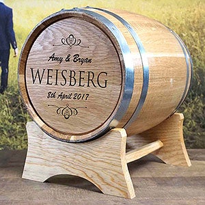 Classic Wedding Personalized Oak Barrel Wedding Card Holder - 28174D