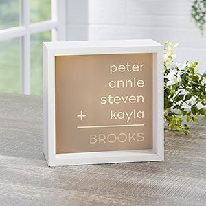 Family Arithmetic Personalized Ivory LED Light Shadow Box- 6