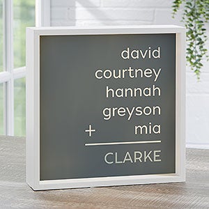 Family Arithmetic Personalized Ivory LED Light Shadow Box- 10