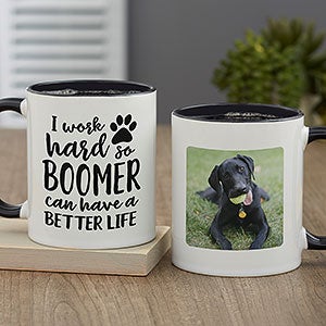I Work Hard So My Dog...Personalized Coffee Mug 11 oz.- Black - 28214-B