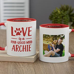 Love is a Four-Legged Word Personalized Coffee Mug 11 oz Red - 28215-R