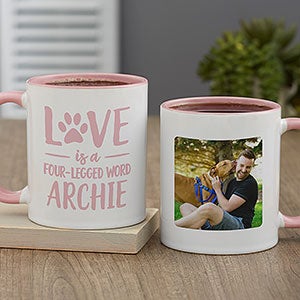 Love is a Four-Legged Word Personalized Coffee Mug 11 oz Pink - 28215-P