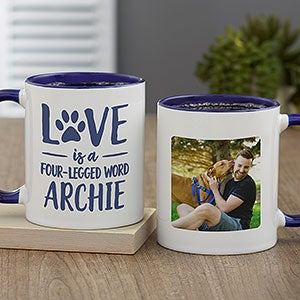 Love is a Four-Legged Word Personalized Coffee Mug 11 oz.- Blue - 28215-BL