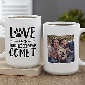 Love is a Four-Legged Word Personalized Coffee Mug 15 oz.- White - 28215-L