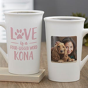 Love is a Four-Legged Word Personalized Latte Mug 16 oz White - 28215-U