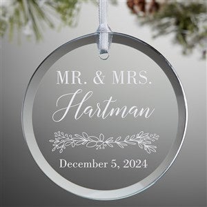 Laurels of Love Round Personalized Glass Ornament - 28233