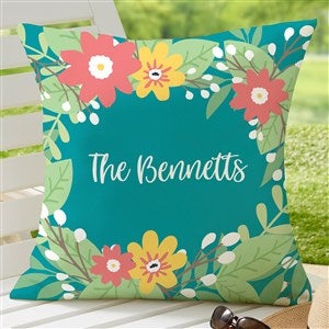 Summer Florals Personalized Outdoor Throw Pillow- 20”x20” - 28235-L