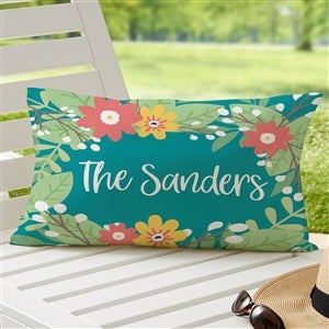 Summer Florals Personalized Lumbar Outdoor Throw Pillow- 12” x 22” - 28235-LB