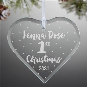 Babys First Christmas Engraved Glass Heart Ornament - 28237