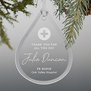 First Responder Teardrop Engraved Glass Ornament - 28239-S